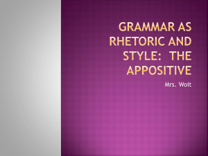 Grammar as Rhetoric and Style: The Appositive