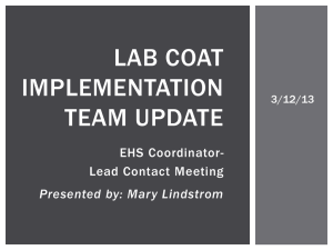 Lab Coat implementation Team update - EHS