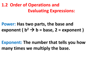 1_2 Order of Operations and Evaluation Expressions