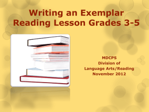 Writing An Exemplar Reading Lesson Grades 3-5