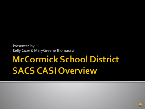 McCormick School District SACS CASI Overview