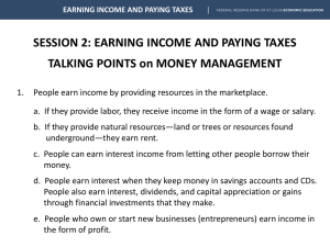 EARNING INCOME AND PAYING TAXES TALKING POINTS on