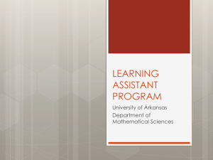 LEARNING ASSISTANT PROGRAM - Department of Mathematical