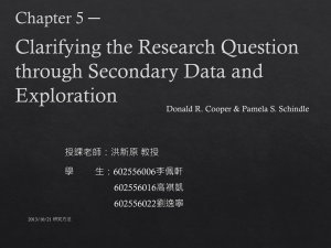 Clarifying the Research Question through Secondary Data and