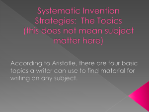 Systematic Invention Strategies: The Topics (this does not mean