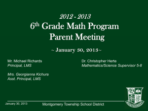 January 30, 2013 - Montgomery Township Schools