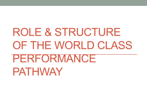 Role & structure of the world class performance
