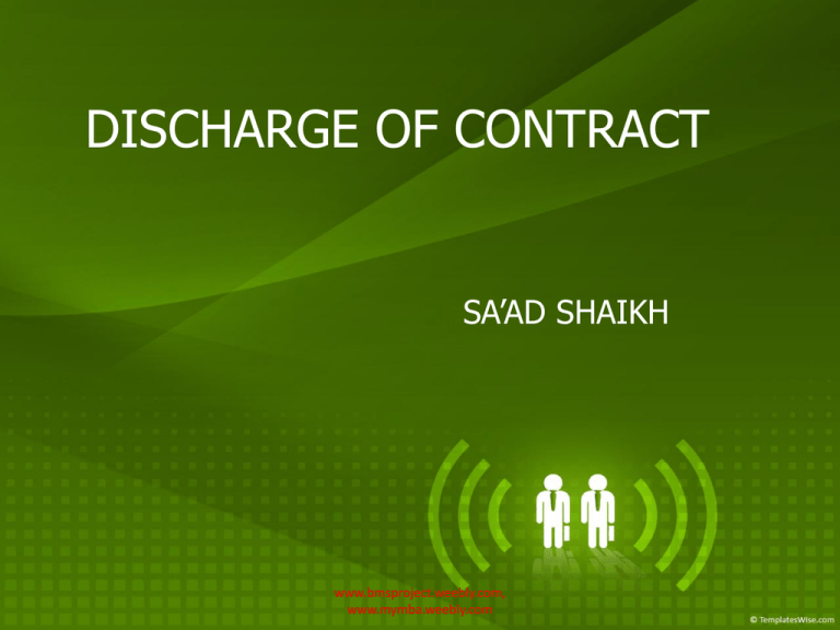 What Is The Legal Definition Of Discharge Of Contract