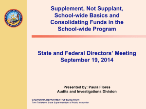 Supplement, Not Supplant, Schoolwide Basics and Consolidating
