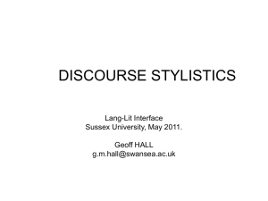 Discourse stylistics - LLAS Centre for Languages, Linguistics and