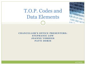 Friday - TOP Codes and Data Elements