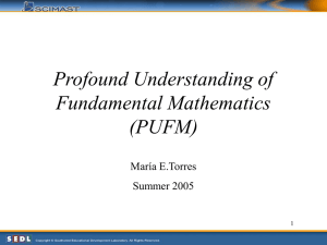 Profound Understanding of Fundamental Mathematics (PUFM)