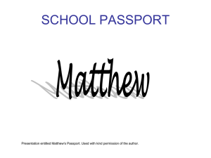 Matthew`s Passport - "I have Asperger`s Syndrome..."
