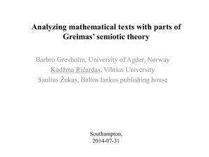 Analysing mathematical textbooks with parts of Greimas