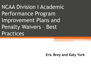 Division I Academic Performance Program Waivers and Plans