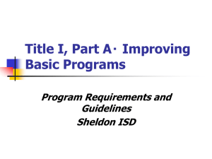 Title I, Part A Improving Basic Programs