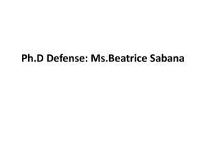 Ph.D Defense: Ms.Beatrice Sabana