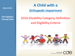 Eligibility of a Child with Orthopedic Impairment