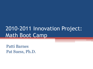 Innovation Project Proposal: Math Boot Camp