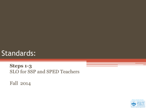 SLOs for SPED and SSPs - Department of Assessment, Research