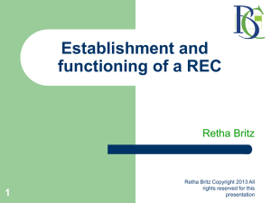 Establishment and functioning of a Research Ethics Committee