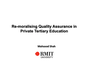 Re-moralising Quality Assurance in Private Tertiary Education
