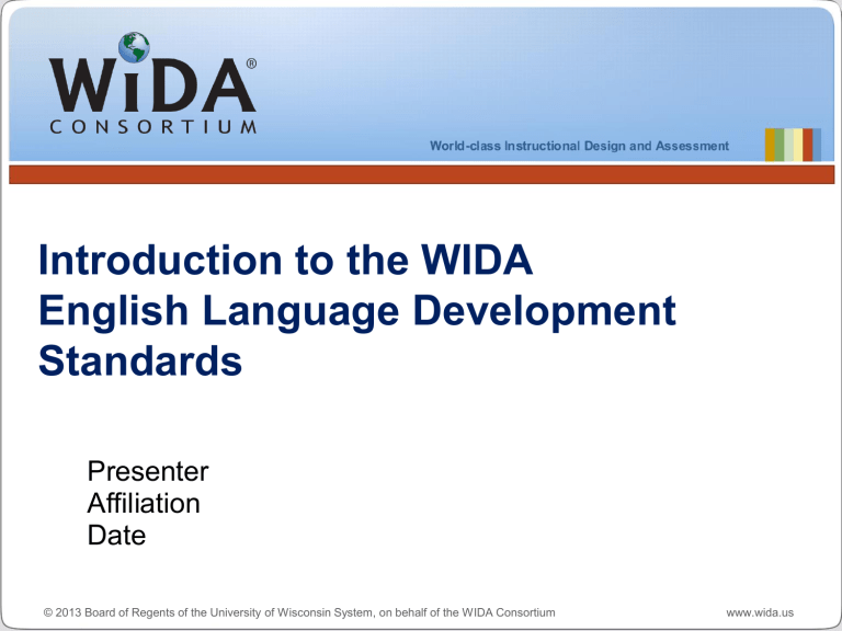 Intro To WIDA ELD Standards