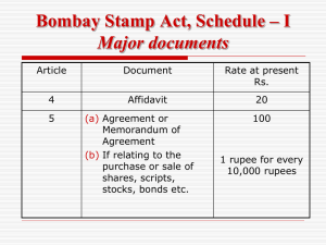Bombay Stamp Act, Schedule – I Major documents