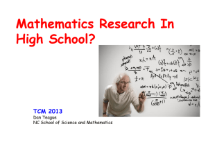 Mathematics Research In High School (TCM)