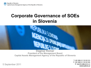 Corporate Governance of SOEs in Slovenia