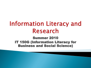 Information Literacy and Research