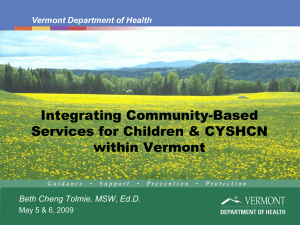 Vermont Department of Health - Children & Youth with Special