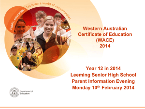 Year 12 Parent Information Session 2014