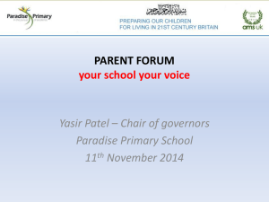Parent Forum Nov 14 - Paradise Primary School