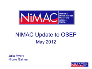 NIMAC Presentation to OSEP, May 2012