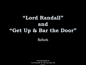 “Lord Randall” and “Get Up & Bar the Door”