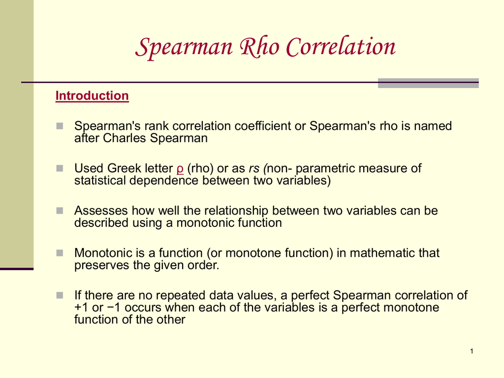 Spearman S Rho