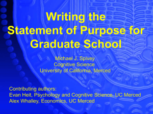 Writing the Statement of Purpose for Graduate
