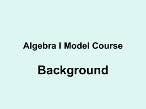 Algebra I Model Course - Department of Mathematical Sciences
