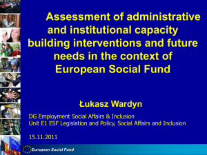 Assessment of administrative and institutional capacity building