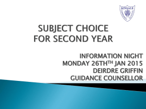 Second Year Subject Choice