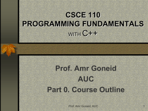 CSCI 110 STRUCTURED PROGRAMMING WITH C++