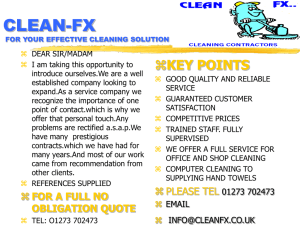 CLEAN-FX FOR YOUR EFFECTIVE CLEANING SOLUTION