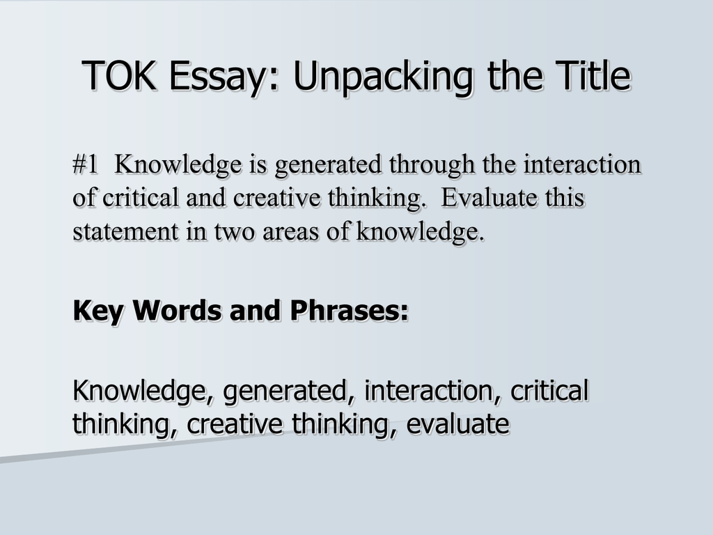 tok essay a example