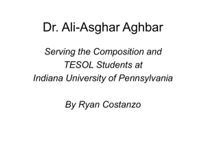 Dr. Ali Aghbar - Indiana University of Pennsylvania
