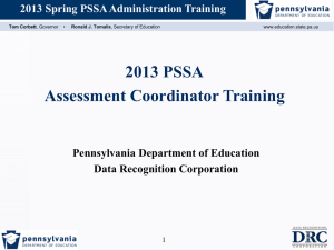 2013 PSSA Administration Training