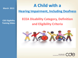 Eligibility of a Child with Hearing Impairment, Including Deafness