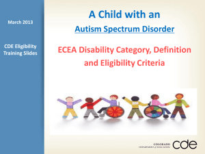 Autism Spectrum Disorder - Colorado Department of Education