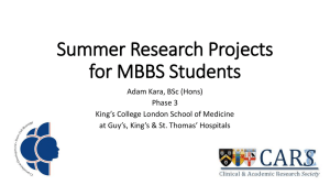 Adam Summer Research Projects for MBBS Students