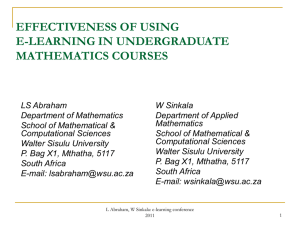effectiveness of using e-learning in undergraduate mathematics